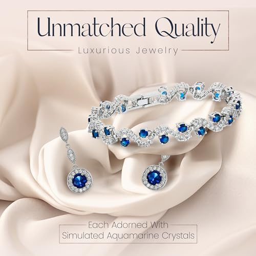 Blue Simulated Sapphire Jewelry Set for VIP Women