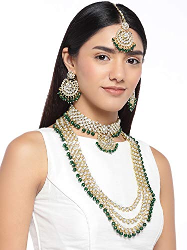 Aheli Indian Wedding Kundan Beaded Bridal Jewelry Set