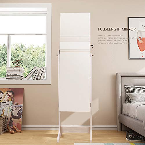 SogesPower VIP Jewelry Armoire, Lockable, Free Standing Mirror