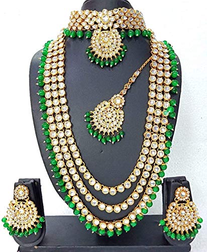 Aheli Indian Wedding Kundan Beaded Bridal Jewelry Set