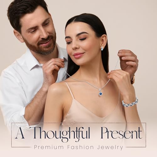 Blue Simulated Sapphire Jewelry Set for VIP Women