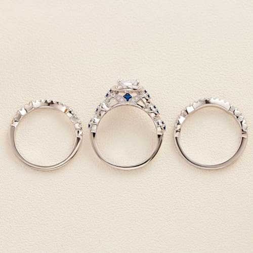 Newshe Princess White Cz Blue Ring Set Size 9