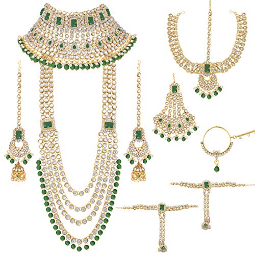 Indian Heavy Bridal Jewelry Set with Faux Kundan