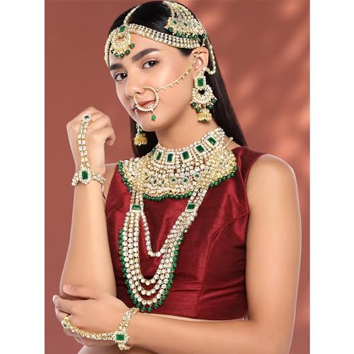 Indian Heavy Bridal Jewelry Set with Faux Kundan
