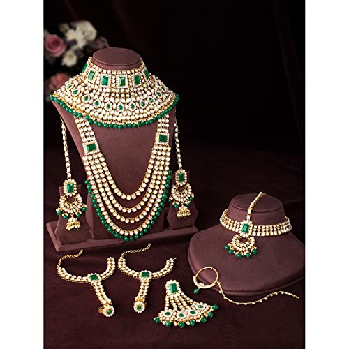 Indian Heavy Bridal Jewelry Set with Faux Kundan