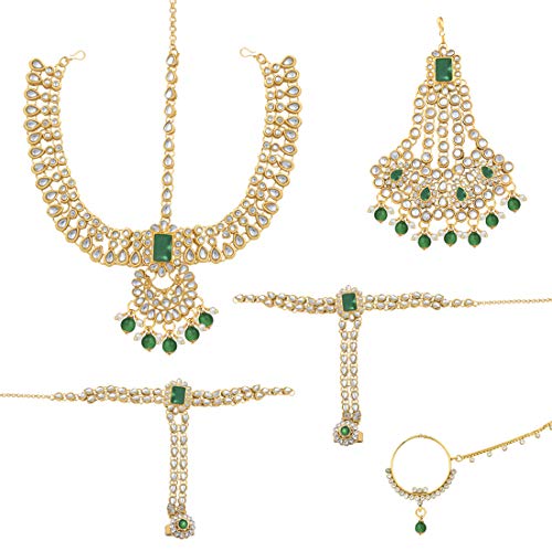 Indian Heavy Bridal Jewelry Set with Faux Kundan