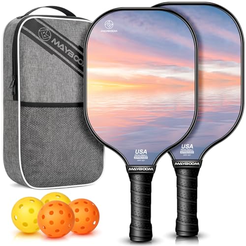 MayBoom USAPA Approved Fiberglass Pickleball Paddle Set (2)