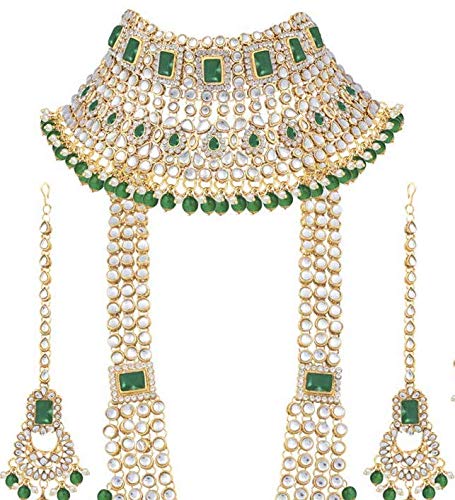 Indian Heavy Bridal Jewelry Set with Faux Kundan