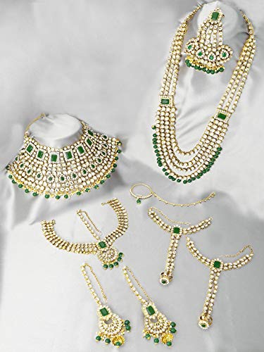 Indian Heavy Bridal Jewelry Set with Faux Kundan