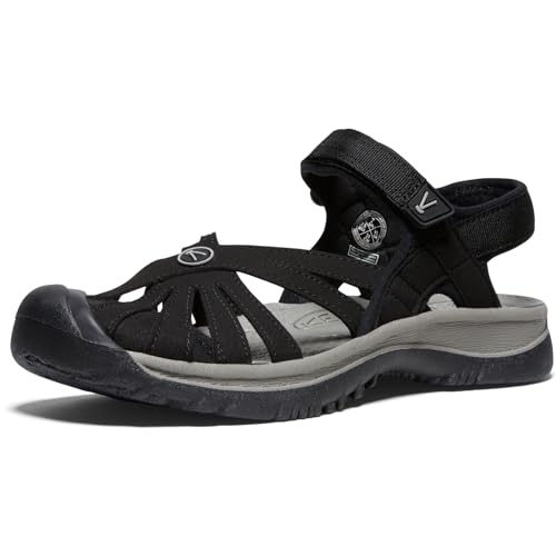 VIP Women's Rose Closed Toe Sandal, Black/Gray, Size 9