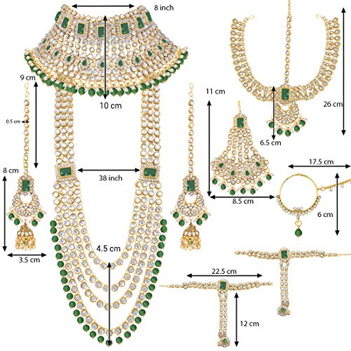 Indian Heavy Bridal Jewelry Set with Faux Kundan