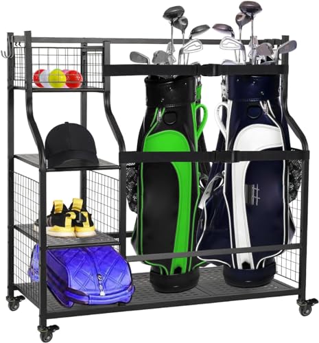 AILRINNI Extra Large Golf Bag Storage Stand with Wheels