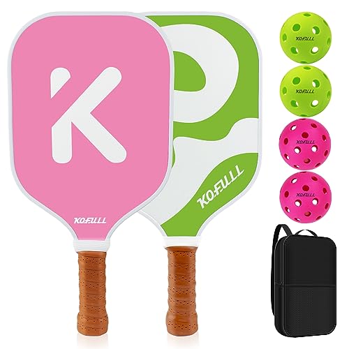 KOFULL Fiberglass Pickleball Paddles Set with Balls & Bag