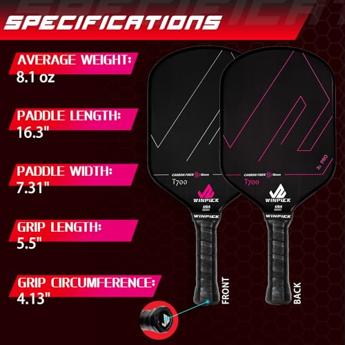 WINPICK Carbon Fiber Pickleball Paddle with Non-Slip Grip