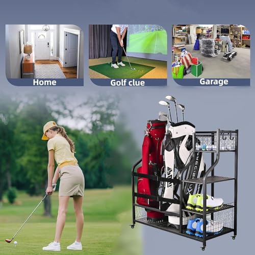 AILRINNI Extra Large Golf Bag Storage Stand with Wheels