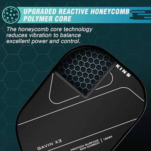 YYKINS 16MM Carbon Fiber Pickleball Paddle with Longer Handle