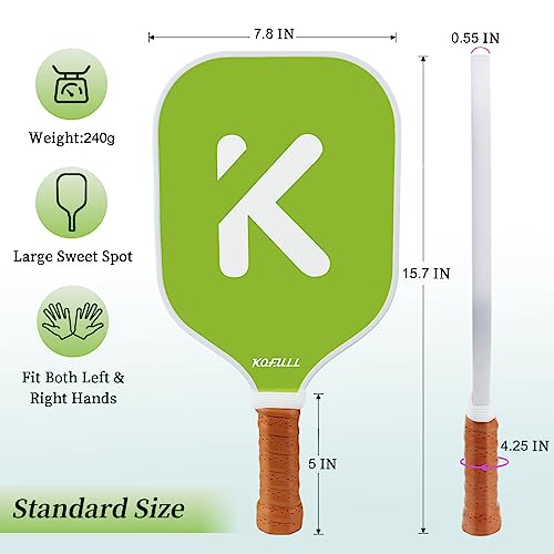 KOFULL Fiberglass Pickleball Paddles Set with Balls & Bag