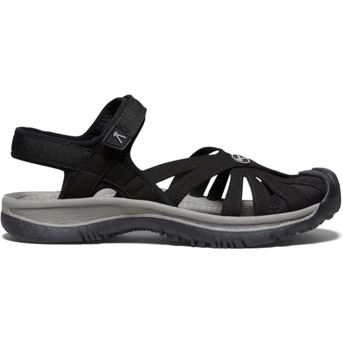 VIP Women's Rose Closed Toe Sandal, Black/Gray, Size 9