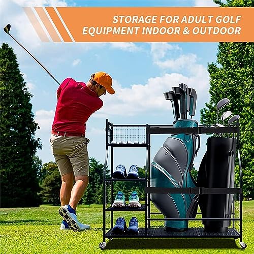 AILRINNI Extra Large Golf Bag Storage Stand with Wheels