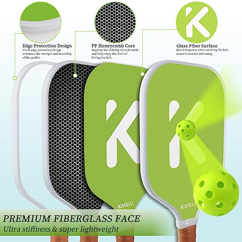 KOFULL Fiberglass Pickleball Paddles Set with Balls & Bag