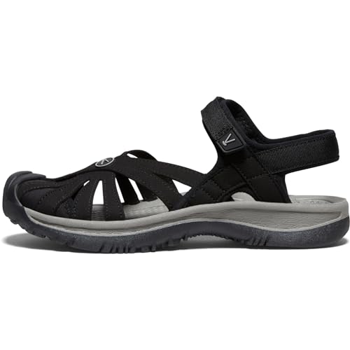VIP Women's Rose Closed Toe Sandal, Black/Gray, Size 9