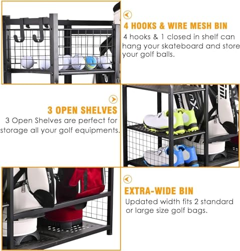 AILRINNI Extra Large Golf Bag Storage Stand with Wheels