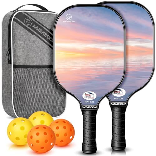 MayBoom USAPA Approved Fiberglass Pickleball Paddle Set (2)