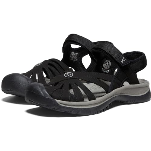 VIP Women's Rose Closed Toe Sandal, Black/Gray, Size 9
