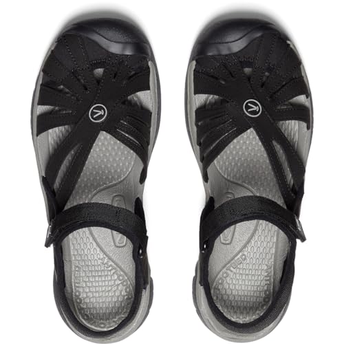 VIP Women's Rose Closed Toe Sandal, Black/Gray, Size 9