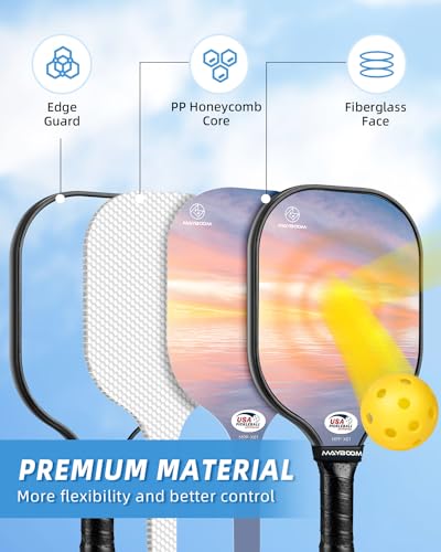 MayBoom USAPA Approved Fiberglass Pickleball Paddle Set (2)