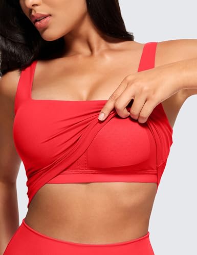 Deep Red Square Neck Longline Sports Bra VIP Shop