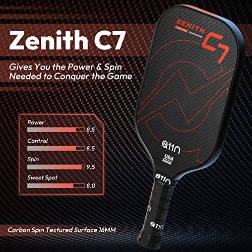 Zenith 16mm Pickleball Paddle, T700 Carbon Fiber, USA Approved