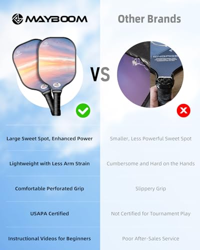 MayBoom USAPA Approved Fiberglass Pickleball Paddle Set (2)