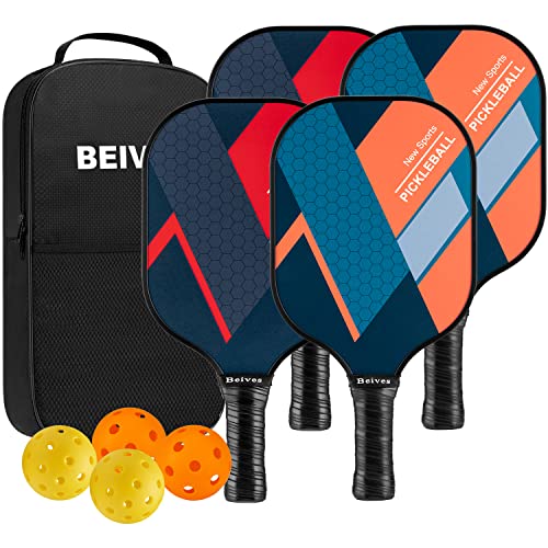 BEIVES 4-Paddle Set with Balls, Bag VIP Pickleball