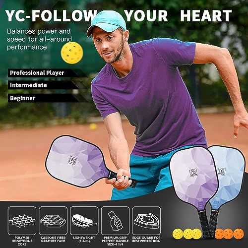 YC DGYCASI Graphite Pickleball Paddles Set - USAPA Approved