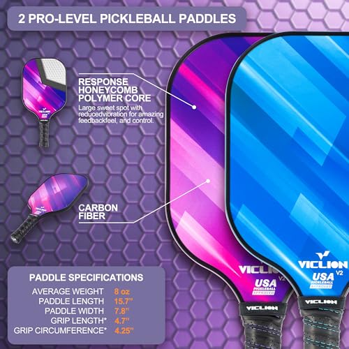 USAPA Approved Carbon Fiber Pickleball Paddles Set