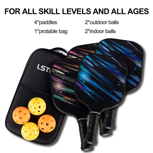 Pickleball Set with 4 Paddles, 4 Balls & Carry Bag