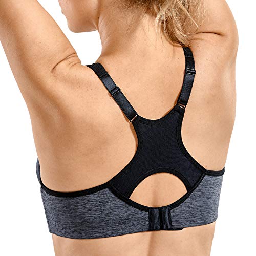 SYROKAN Women's High Impact Racerback Sports Bra - Dark Flower 38DD