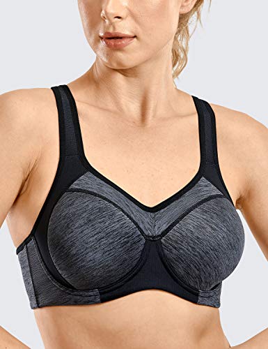 SYROKAN Women's High Impact Racerback Sports Bra - Dark Flower 38DD