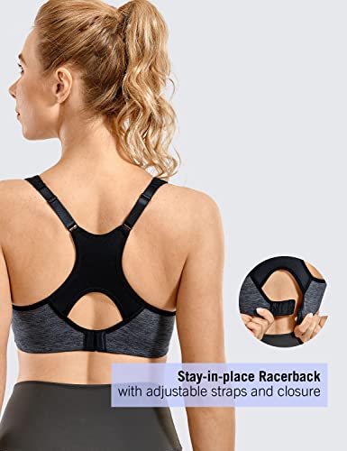 SYROKAN Women's High Impact Racerback Sports Bra - Dark Flower 38DD