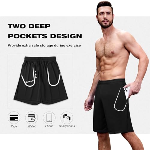 MLYENX Men's Athletic Workout Shorts with Pockets