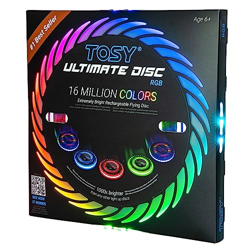 TOSY Flying Disc - Colorful LED Lights, Rechargeable 175g
