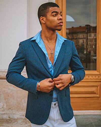 PJ PAUL JONES Men's Grid-Blue Blazer Sport Coat