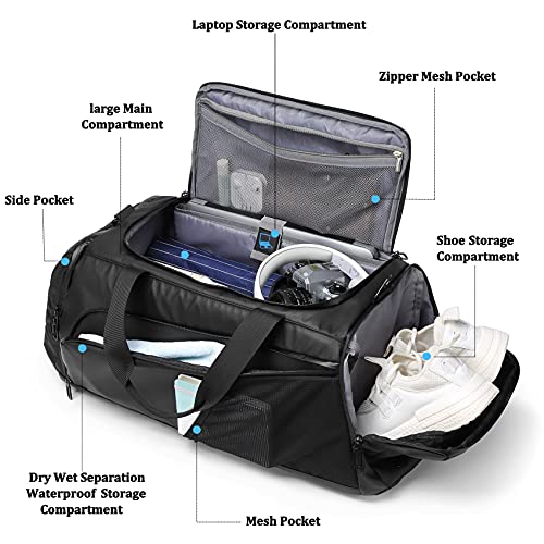 Waterproof Gym Duffle Bag with Shoes Compartment