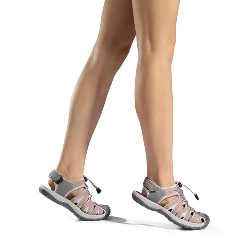 DREAM PAIRS Women's Closed Toe Hiking Sandals, Size 7