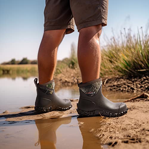 HISEA Men's Camo Ankle Rain Boots for Garden