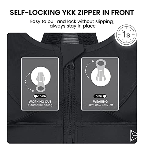 Yvette Zip Front Sports Bra - High Impact VIP Fitness