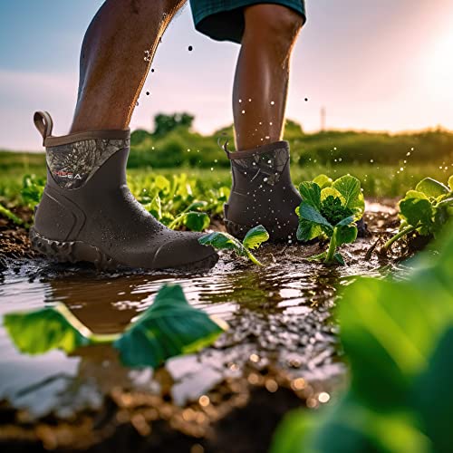 HISEA Men's Camo Ankle Rain Boots for Garden