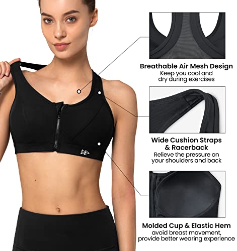 Yvette Zip Front Sports Bra - High Impact VIP Fitness