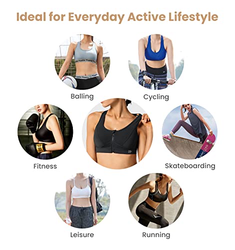 Yvette Zip Front Sports Bra - High Impact VIP Fitness